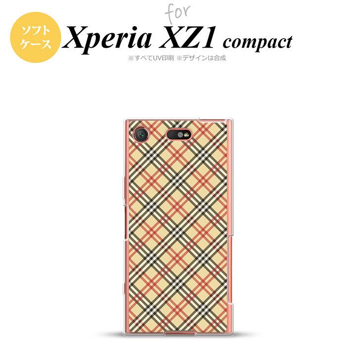 【SO02K】【スマホケース/スマホカバー】【エクスペリア XZ1】SO02K スマホケース Xperia XZ1 Compact SO-02K カバー エクスペリア XZ1 チェックA ベージュ×赤 nk-so02k-tp445【メール便送料無料】