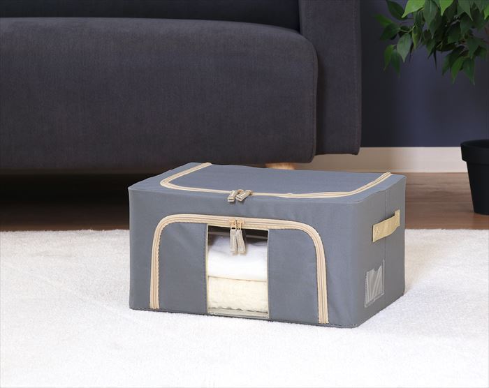 収納ボックス フタ付き 布 前開き 通販 窓付＆積み重ね収納ボックス 22L 衣類収納ボックス 収納ケース 窓付き収納ボックス 折りたたみ ファスナー ふた付き 蓋つき 収納 ボックス 奥行29cm 高さ20cm 収納用品 押入れ収納 収納家具 インテリア