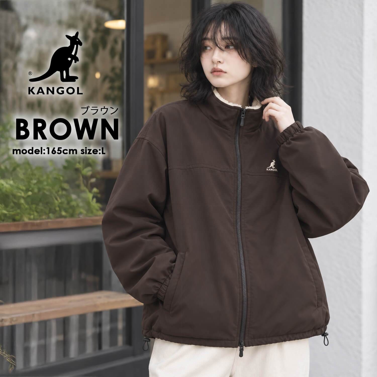  KANGOL カンゴール ブルゾン ジャケット リバーシブル レディース メンズ ボア ハイネック ダブルジップ 防寒 ブランド ロゴ ゆったり おしゃれ ストリート カジュアル アウター 高校生 秋 冬 M L LL 2026FW Karlas 別注