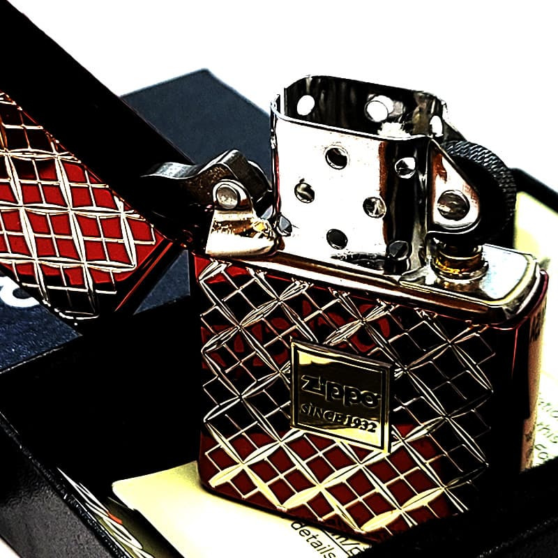 ZIPPO ライター ヘリテージ レッド 七宝 両面加工 彫刻 ジッポ ロゴ Heritage Red 1932 赤 おしゃれ メンズ レディース ギフト プレゼント