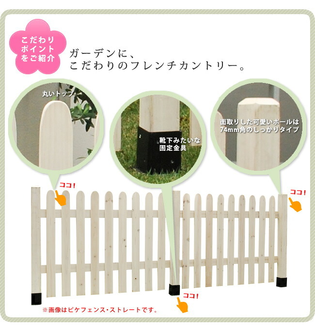 ガーデン エクステリア ピケットフェンス Ｕ型 平地８連結セット 送料無料 フェンス 木製フェンス ピケフェンス 天然木製 ガーデニング 枠 柵 仕切り 目隠し 境目 クラシカル アンティーク トレリス ベランダ つる 薔薇 バラ 朝顔 園芸 ラティス
