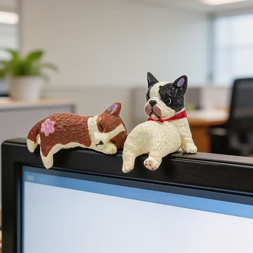 犬 置物 5個セット かわいい ミニチュア ドッグ オブジェ カートゥーン デスク 飾り 車内アクセサリー パソコン モニター 卓上 インテリア 雑貨 オフィス プレゼント