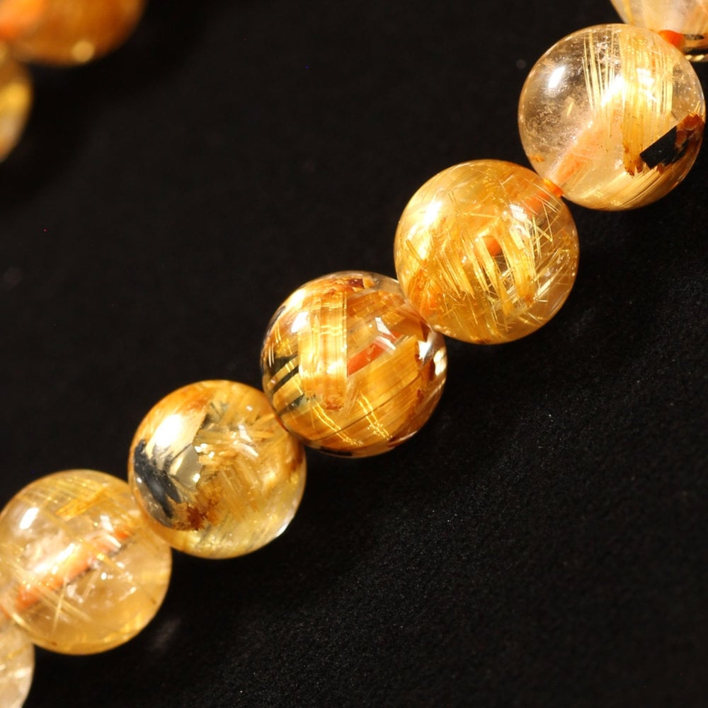 天然石ブレスレット【立体感とあふれる華やかさ】8mm ゴールドルチルクォーツ 艶感 一点物【GHB191】浄化発送 京海堂