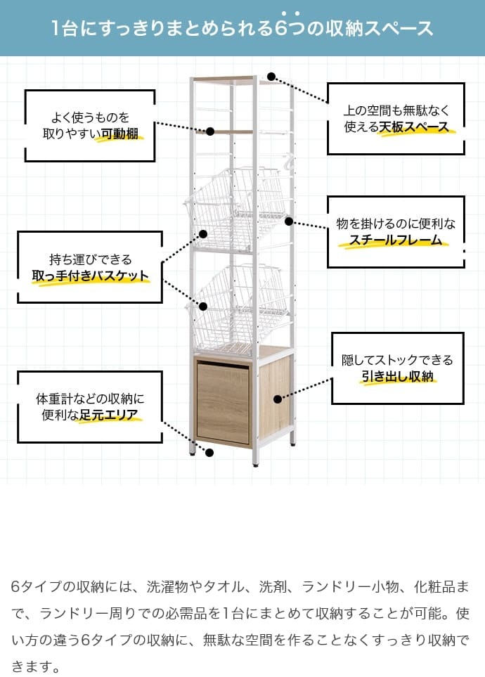 ラック ランドリー バスケット付き 伸縮 ランドリー収納 おしゃれ 北欧 棚 洗濯機 収納 洗濯 シンプル モノトーン 西海岸 洗面所 脱衣所 洗濯かご スリム 32センチ 新生活