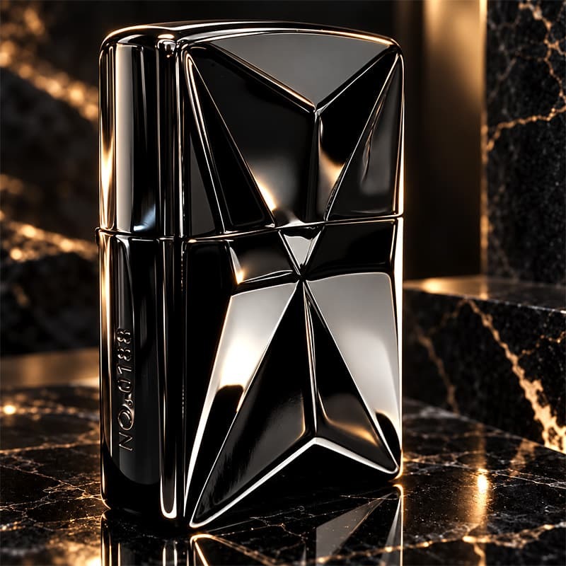 ZIPPO 限定 ラグジュアリーメタル 両面加工 ジッポ ライター 重厚プレート ブラックニッケル おしゃれ シリアルNo.入り 彫刻 高級 かっこいい 黒 メンズ ギフト プレゼント