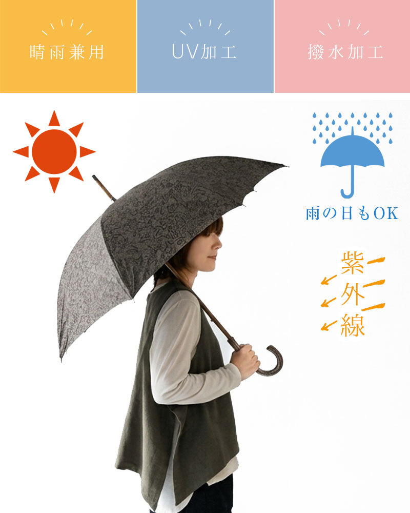 【Cou Pole クーポール】晴雨兼用 リバティプリント 桜ハンドル 長傘 / UVカット日傘 (CC-73007)レディース LIBERTY 花柄 フラワー 紫外線対策 日本製 アンブレラ プレゼント ギフト coupole 雨傘 母の日 クリスマス 60代 50代 40代 30代