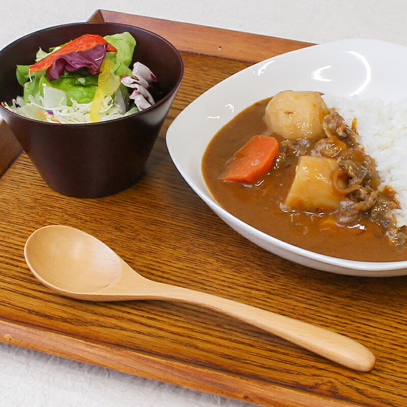 スプーン おしゃれ カトラリー 木 木製 カレースプーン 業務用 かわいい 大きめ 丼 18cm スープ お弁当用 漆 天然木製 食器 カレー カフェ風 シンプル 漆 ナチュラル カレー シチュー スープ マルチ 万能 アウトドア