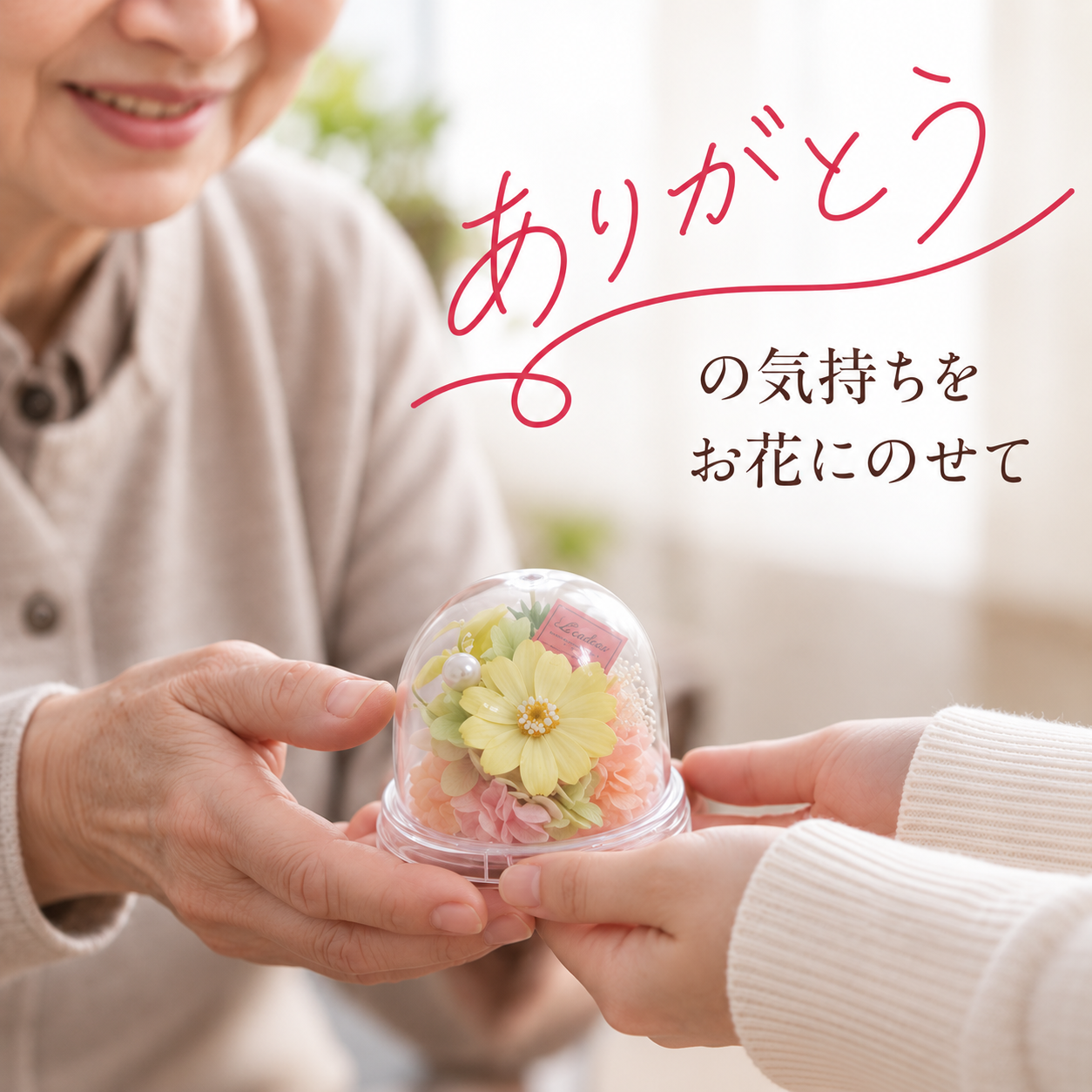 敬老の日 プレゼント プリザーブドフラワー ミニ ドーム バラ ジニア 小 おしゃれ かわいい ピンク イエロー 枯れない花贈答  プレゼント お祝い 誕生日 結婚記念日 母の日 父の日 敬老の日 プチギフト 卒業 退職 送別 入園 コンパクト インテリア お花とハンカチセット
