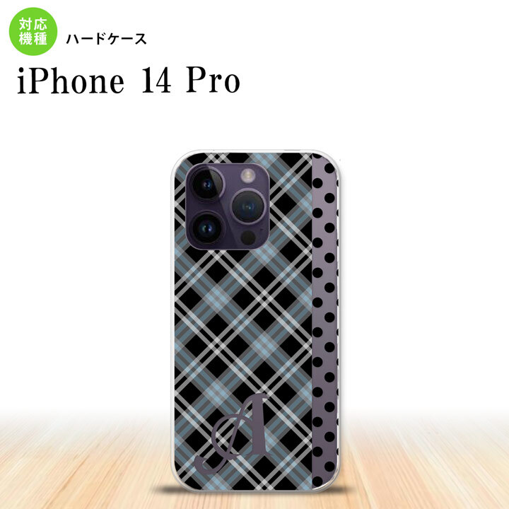 iPhone14 Pro iPhone14 Pro スマホケース 背面ケース ハードケース タータン ドット 黒 +アルファベット 2022年 9月発売 nk-i14p-1535i