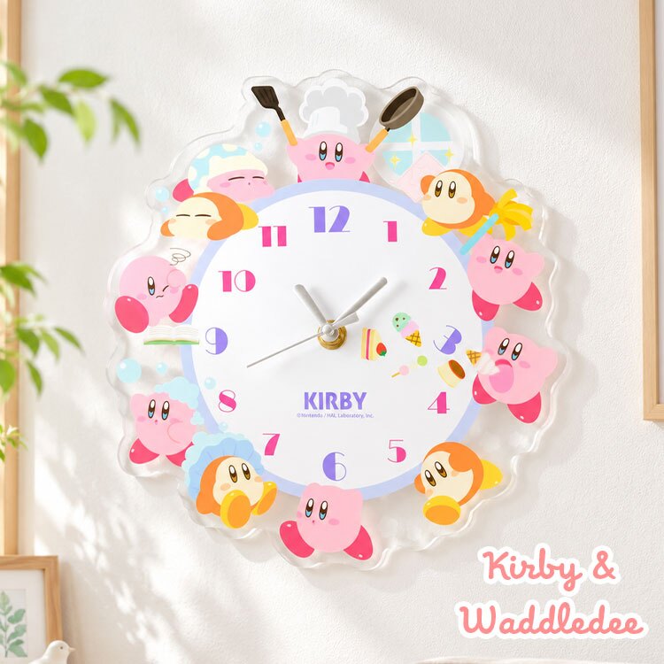 星のカービィ 時計 壁掛け 掛け時計 かわいい キャラクター 壁掛け時計 アクリル ウォールクロック クリア 透明 女子 男子 子供部屋 寝室 リビング 女の子 男の子 子供 キッズ 大人 インテリア カービィ グッズ 雑貨 引っ越し祝い 新生活 お祝い 誕生日 プレゼント ギフト