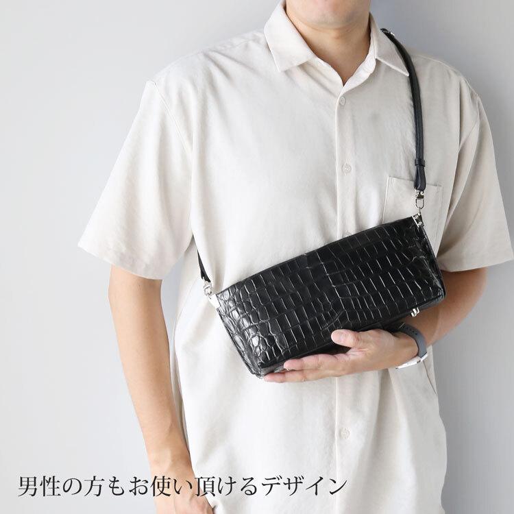クロコダイル 3wayバッグ レディース ナイルクロコダイル マット加工 センター取り 手提げ ショルダーバッグ クラッチ 薄マチ 軽量 本革 本物 ワニ革 ポシェット ギフト プレゼント 4FA (06001972r)