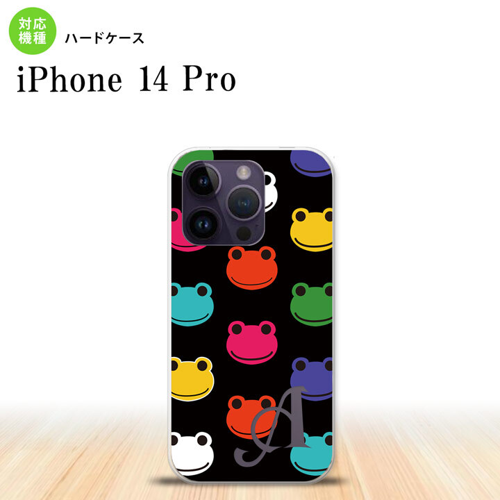 iPhone14 Pro iPhone14 Pro スマホケース 背面ケース ハードケース カエル かえる A 黒 +アルファベット 2022年 9月発売 nk-i14p-161i