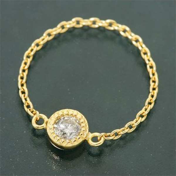 リング 指輪 K18 イエローゴールド YG タルトシリーズ Amelie Monchouchou 5号 天然ダイヤモンド チェーンリング アクセサリー ジュエリー レディース ギフト プレゼント 贈り物