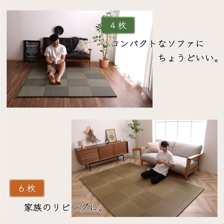 置き畳 ユニット畳 システム畳 国産 日本製 ナチュラルスタイル い草 消臭 抗菌防臭 市松 約82×82×2.3cm 2P 同色2枚組