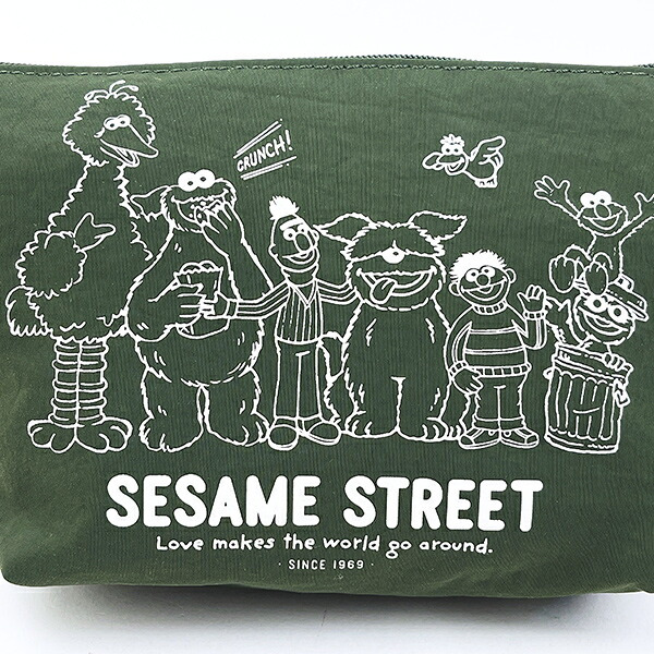 セサミストリート ポーチ カーキ