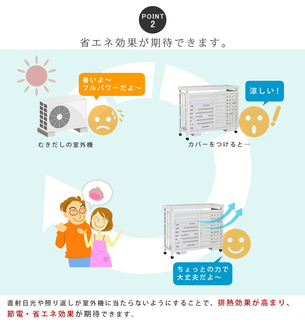 逆ルーバー室外機カバー ブラウンダークブラウンホワイトグレー エアコンカバー 簡単組立 日よけ 省エネ 排熱 節電 節約 棚 枠 屋外 ガーデニング 目隠し 木製 天然木 園芸 庭 ベランダ バルコニー 白 おしゃれ