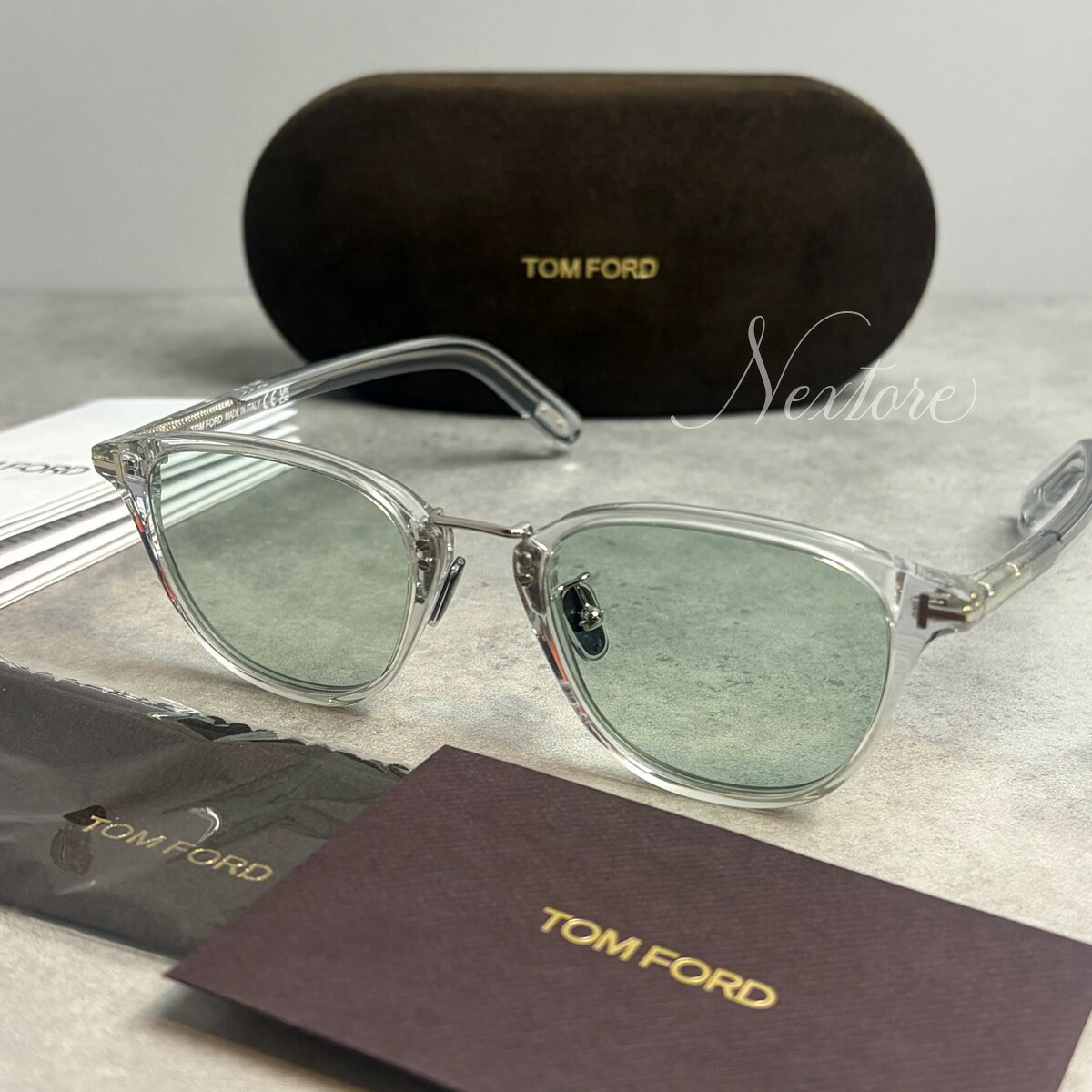 【並行輸入品】【正規品・新品】TOMFORD トムフォード TF1049D FT1049D 26N クリア ライトグリーン イタリア製 アジアンフィット サングラス メガネ 眼鏡 メンズ レディース TOM FORD トム フォード 伊達メガネ ビジネス