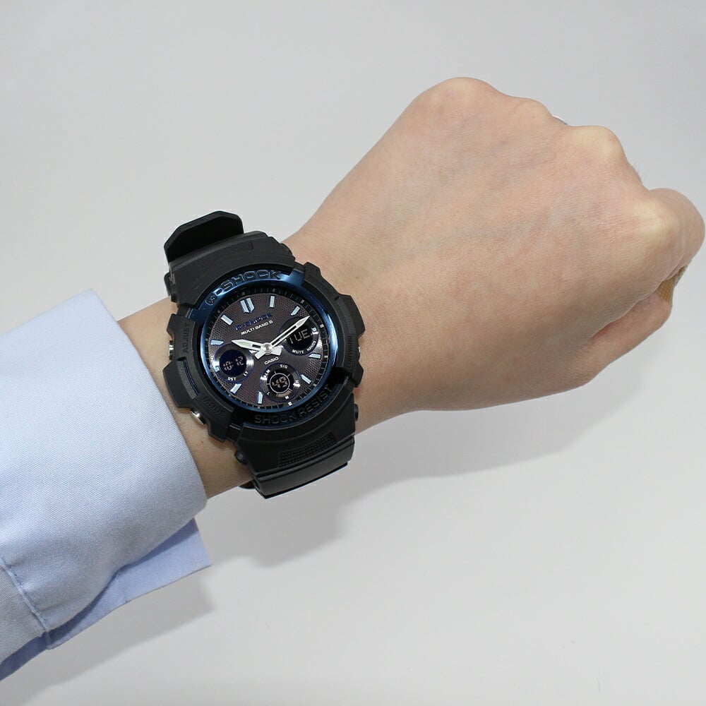【レビューで延長保証 11年】カシオ CASIO G-SHOCK G-ショック 電波ソーラー AWG-M100A-1A ANALOG-DIGITAL M100 SERIES ブラック ブルー メンズ デジタル 腕時計 ギフト プレゼント【海外正規品】送料無料