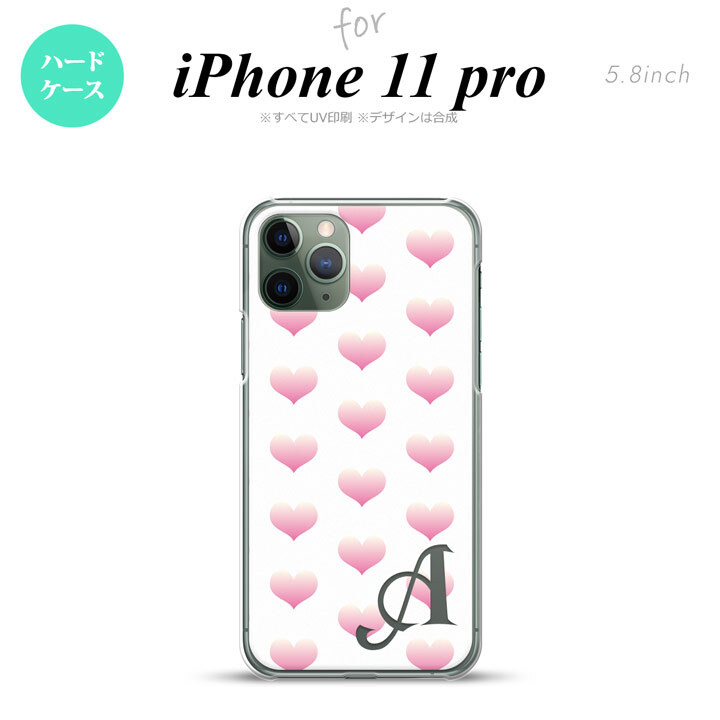 iPhone11Pro iPhone11 Pro スマホケース ハードケース ハート A 白 ピンク +アルファベット メンズ レディース nk-i11p-118i