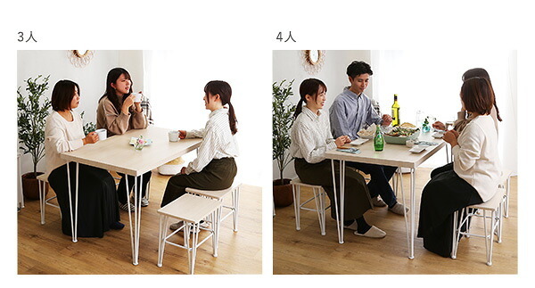 ダイニング テーブル チェア 5点セット ホワイト家具 シンプル PVC 天板 スチール脚 おうちカフェ コンパクト 二人暮らし ファミリー 4人掛け 4名掛け ワンルーム デスク テレワーク Frais-フレ 新生活