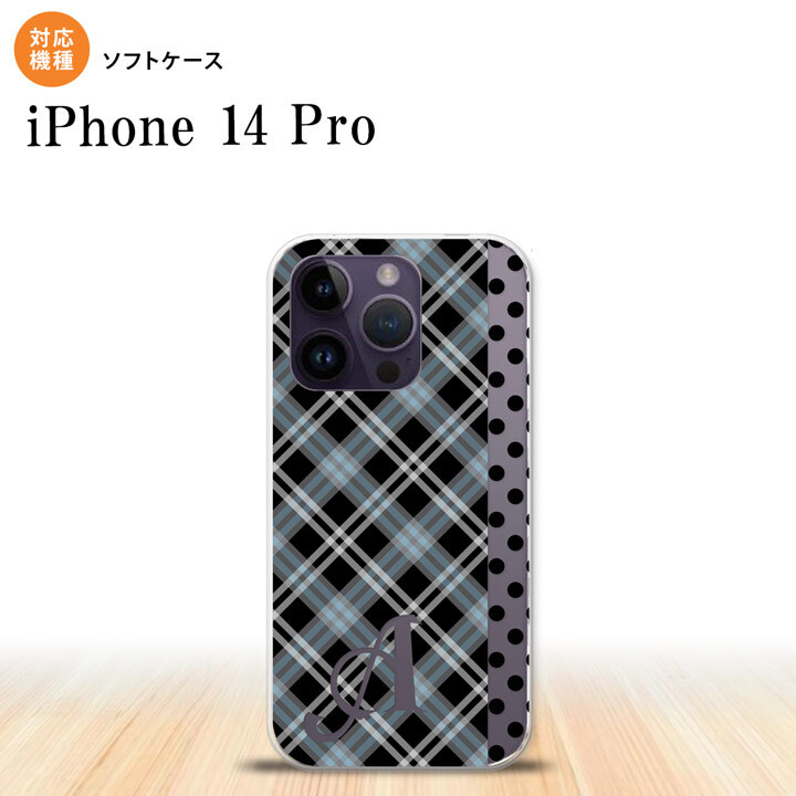 iPhone14 Pro iPhone14 Pro スマホケース 背面ケースソフトケース タータン ドット 黒 +アルファベット 2022年 9月発売 nk-i14p-tp1535i