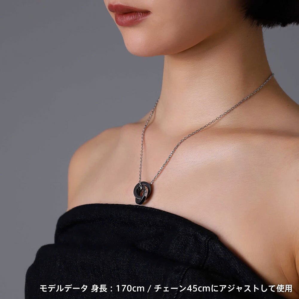 ライオンハート LH-1 ワイド タテガミ ダブルリング ネックレス サージカルステンレス316L シルバー×ライトブラック 金属アレルギー対応 メンズ ブランド