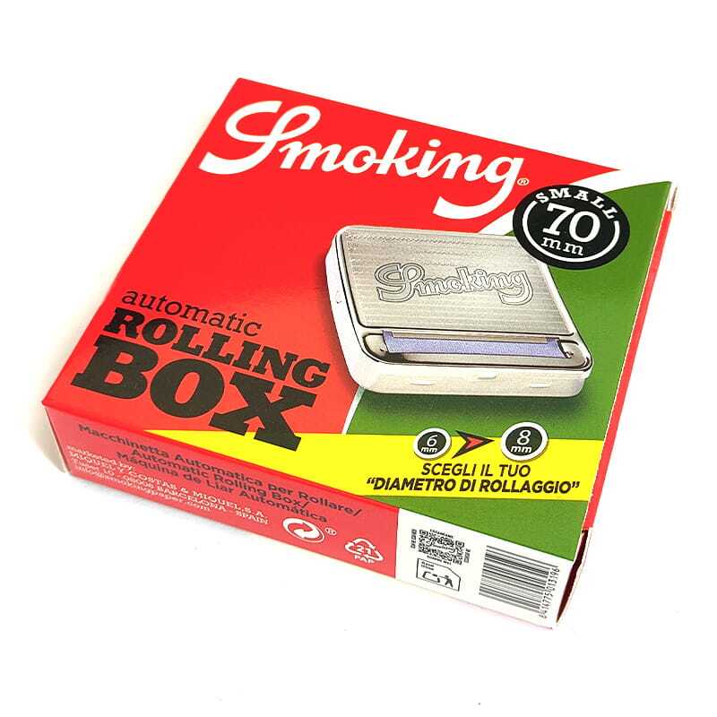 手巻きたばこ用 ローリングボックス 70mm ペーパー対応 スモーキング 巻紙 8mm 6mm フィルター対応 シルバー Smoking ローリングマシン 喫煙具 タバコ メンズ