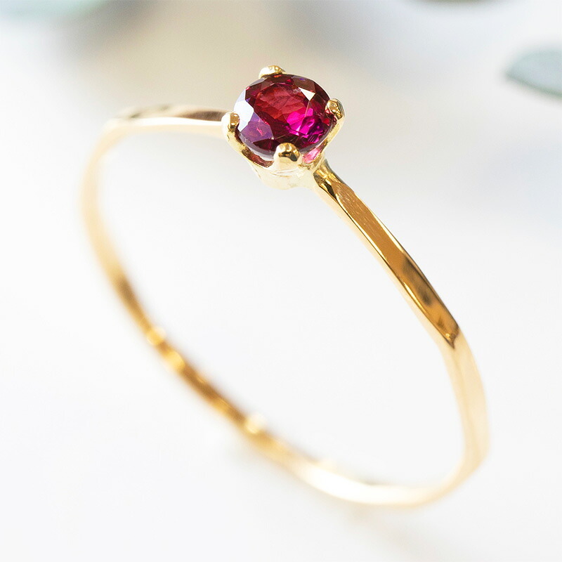  当店厳選 ルビー Ruby Fine Ring 18金 K18 リング 指輪 ルビー 極細リング 華奢リング 細リング ピンキーリング 18金リング ルビーリング 地金リング 誕生日 プレゼント ギフト