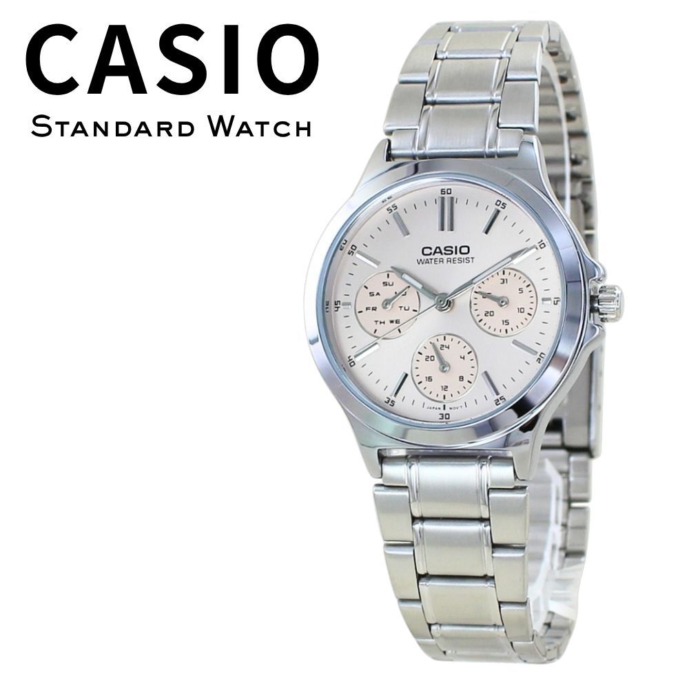 箱なし カシオ 腕時計 レディース CASIO ピンク シルバー マルチダイヤル 曜日 日付 カレンダー 24時間表示 小さめ メタル 海外モデル 逆輸入 シンプル 上品 仕事 通勤 誕生日 プレゼント ギフト 成人 卒業 入学