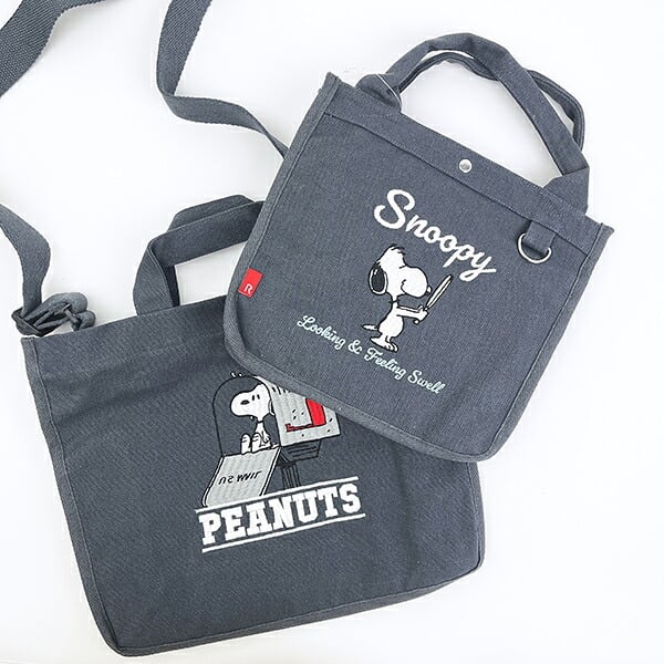 スヌーピー スクエアトートバッグ (ブラック)  ルートート ROOTOTE SNOOPY
