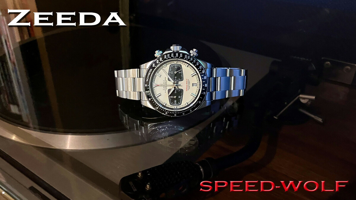 ジーダ ZEEDA スピードウルフ SPEED-WOLF VINTAGE WHITE 腕時計 メンズ メカニカルクォーツ クロノグラフ SPW-VWH