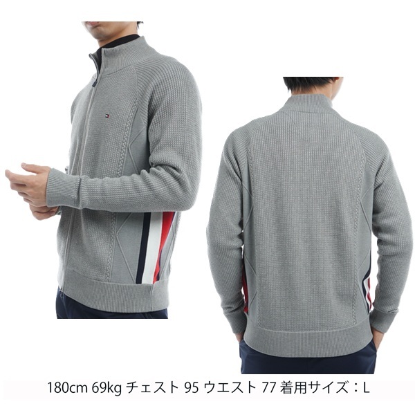 トミーヒルフィガー ゴルフ メンズ ケーブル フルジップ セーター TOMMY HILFIGER GOLF THMA479 秋冬モデル お誕生日祝い お祝い 記念品 お父さん 父の日 彼氏 男性 30代 40代 50代 60代  還暦祝い 敬老の日 人気プレゼント プレゼント