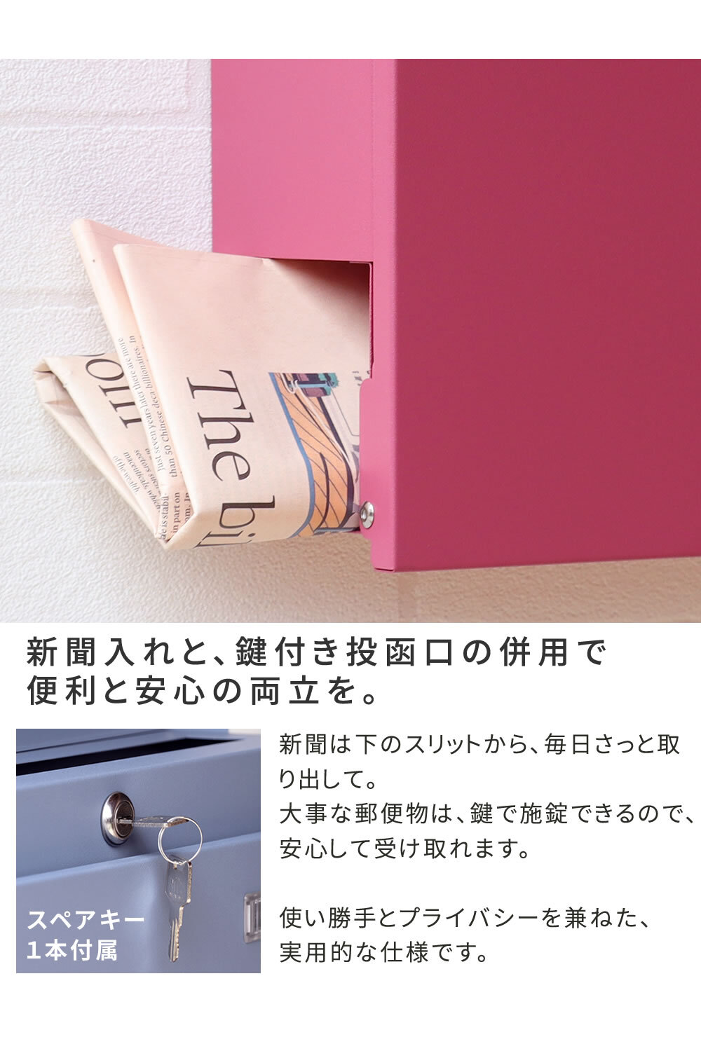 ガーデン エクステリア 新聞受け付き壁掛けポスト Miche ミケ PST-004
