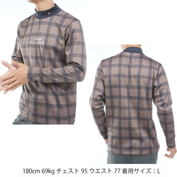 トミーヒルフィガー ゴルフ メンズ スムース裏起毛 チェック柄 長袖ハイネックシャツ TOMMY HILFIGER THMA672 2026年秋冬モデル お誕生日祝い お祝い 記念品 お父さん 父の日 彼氏 男性 30代 40代 50代 60代  還暦祝い 敬老の日 人気プレゼント プレゼント