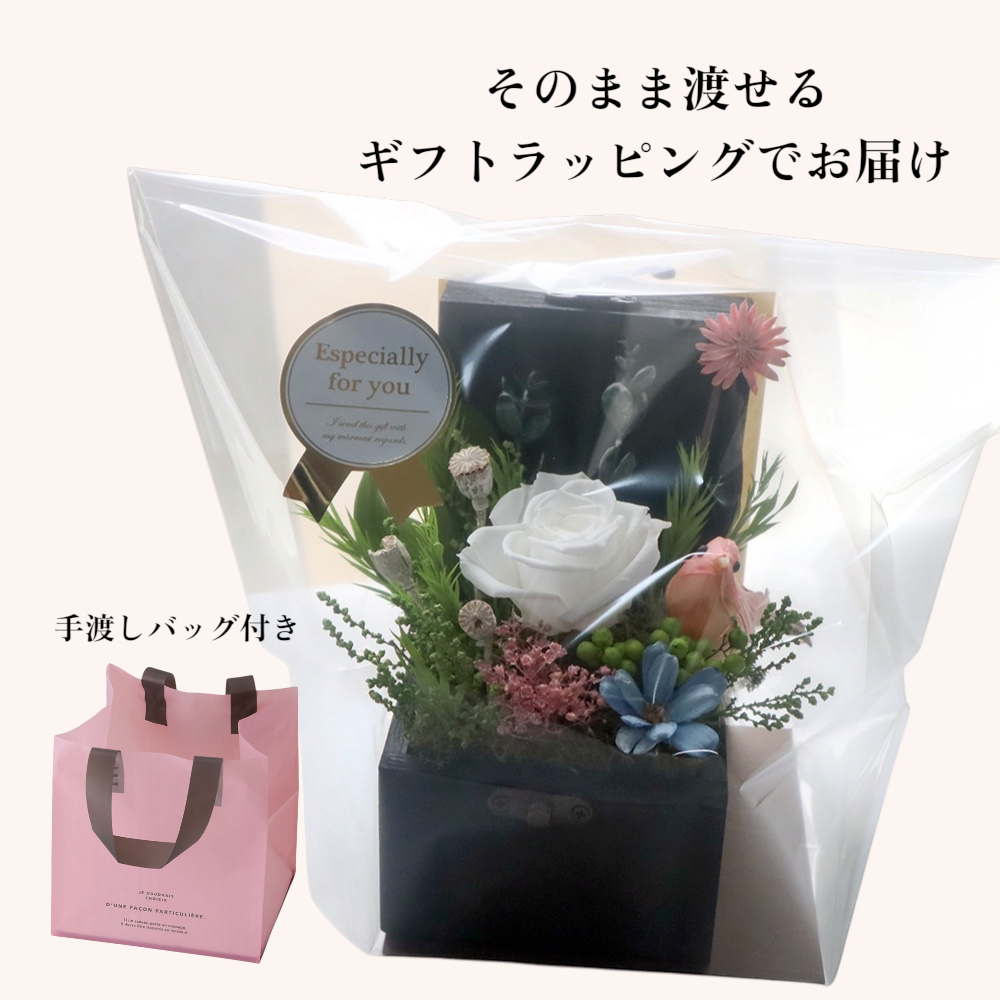 プリザーブドフラワー【バードボックス ルフィ】小鳥がかわいいボックスフラワー｜誕生日 結婚祝い 記念日 お祝い 花ギフト