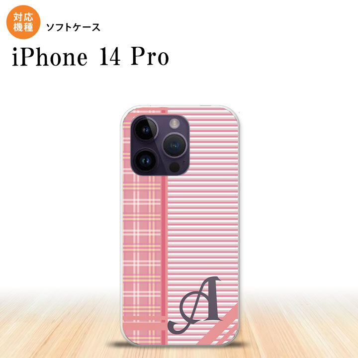 iPhone14 Pro iPhone14 Pro スマホケース 背面ケースソフトケース チェック ボーダー 赤 +アルファベット 2022年 9月発売 nk-i14p-tp1606i