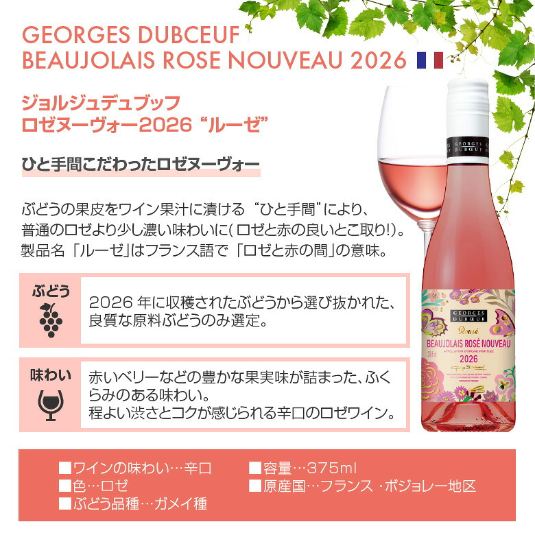 ワイン【ハーフサイズ6種 飲み比べ】 拘りのヌーヴォーを気軽に楽しむ ボジョレー ヌーボー 2026 瓶 ハーフボトル 6本セット 赤4・ロゼ1・オレンジ1 (各375ml) ヴィラージュ・ヌーヴォー 送料無料 11/19(木)解禁 【包装済】 ◎