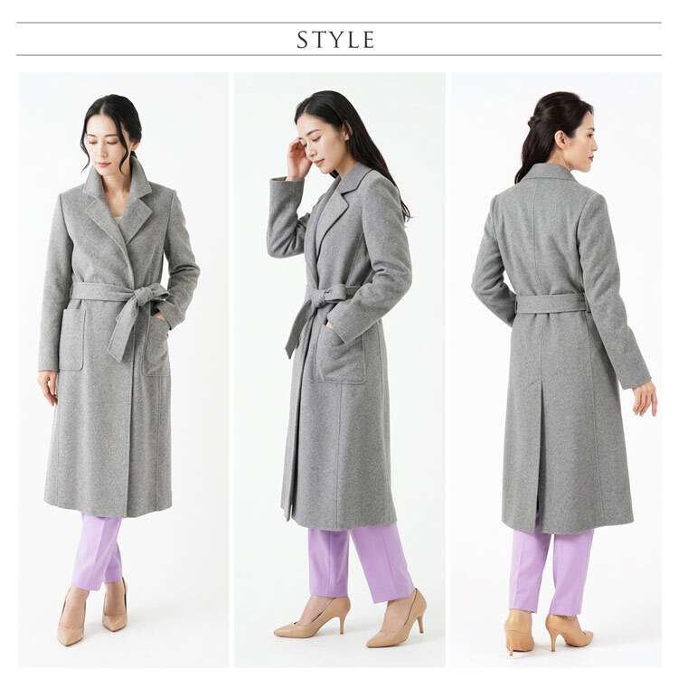 Filomo カシミヤ 100% コート レディース ガウン ロング 115cm 秋冬 内モンゴル産 カシミヤ100% ダブルフェイス 手縫い キャメル/グレー/ブラック M/L/LL フォーマル 冠婚葬祭 ゆったり 大きいサイズ ギフト プレゼント 6F (02000163r)