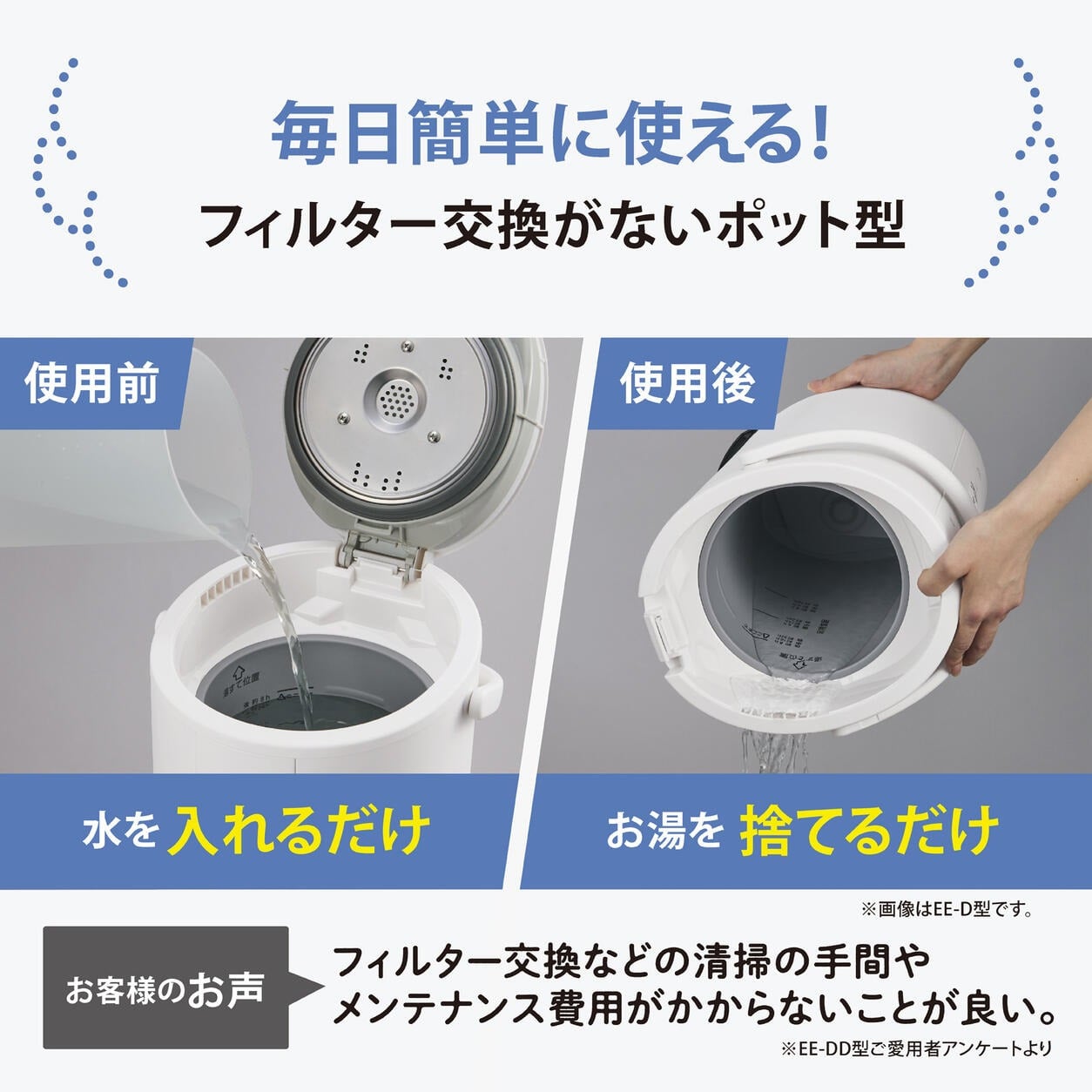象印 スチーム式加湿器 EE-RV50 フィルター不要 お手入れ簡単 3.0L 自動加湿3段階【2026年モデル】　【ラッピング無料 誕生日 お祝い プレゼント ギフト 贈り物】【送料無料】