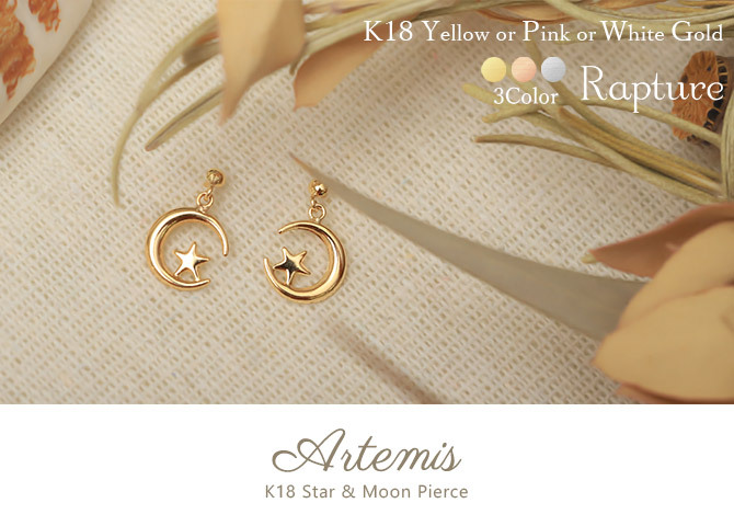 K18 ゴールド ピアス 18金 18K 18Kイエローゴールド 18Kピンクゴールド 18Kホワイトゴールド スター ムーン 三日月 星 揺れる 小さい 小ぶり 可愛い 華奢 上品 彼女 妻 女性 レディース 誕生日 プレゼント ハロウィン 【品番：RME-FU-3768】