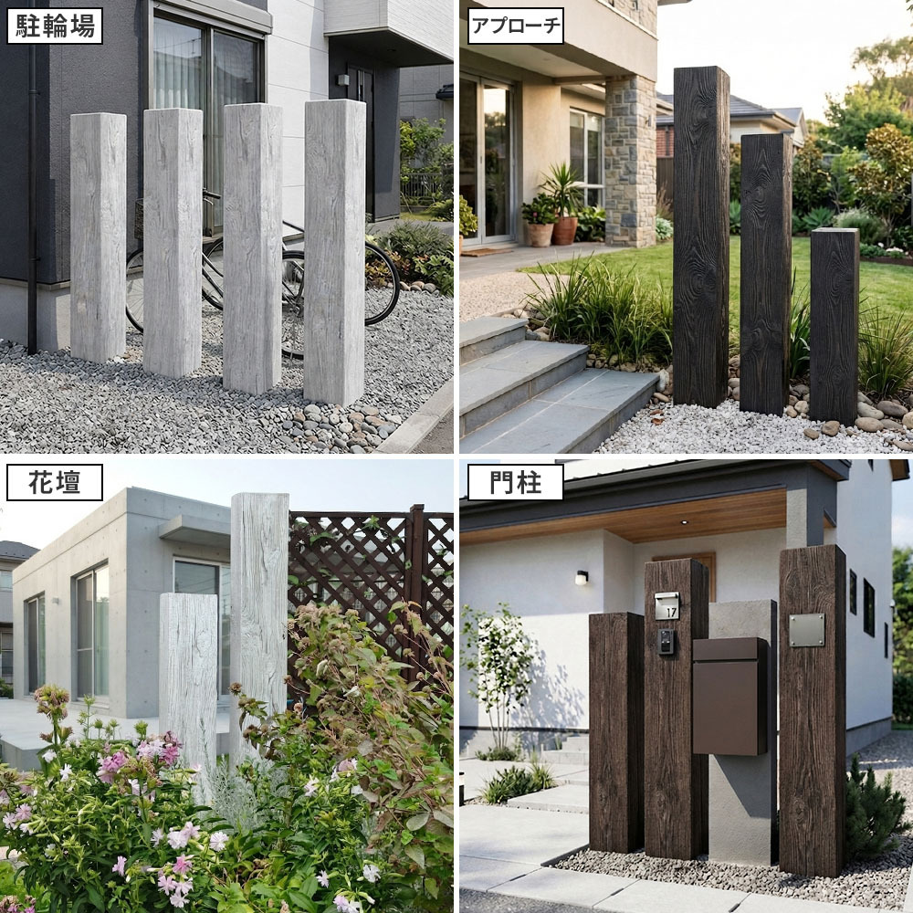FRP枕木 高さ90cm 幅21.5cm 厚み13.5cm 軽量 高耐久 腐らない 木目調 擬木 門柱 フェンス 花壇 囲い ガーデニング 外構 アプローチ ポスト 表札 パーテーション エクステリア 白アリに強い 錆びない 完成品 DURRA デューラ 新生活