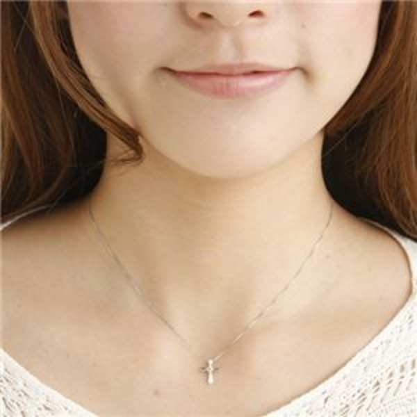 ネックレス レディース K10 ピンクダイヤモンド クロス ペンダント ヴェネチアンチェーン 十字架 10金 ゴールド アクセサリー 天然石 誕生石 華奢 シンプル ギフト プレゼント 記念日