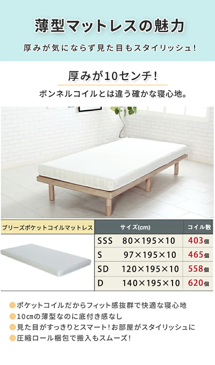 ベッド 寝具 マットレスセット USBコンセント付き ロータイプ すのこ 薄型マットレス 北欧ロー フレーム シングル 3Ｄメッシュポケットコイル ブラックマットレスセット圧縮梱包 真空圧縮 衛生的 2個口コンセント棚付き 通気性