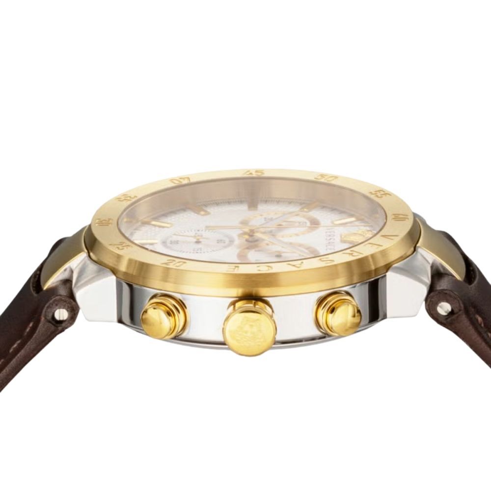 ヴェルサーチ 腕時計 メンズ アーバンミスティーク 1本限り クロノグラフ シルバー ゴールド ブラウン レザー 44mm VERSACE URBAN MYSTIQUE スイス製 サファイアガラス プレゼント ギフト 成人 卒業 入学