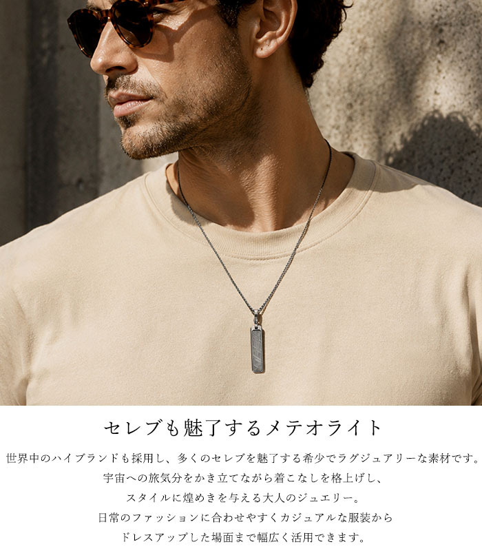 KNIS ニス メテオライト 隕石 ネックレス メンズ シンプル プレート ステンレス 人気 ブランド ペンダント KN-NC002
