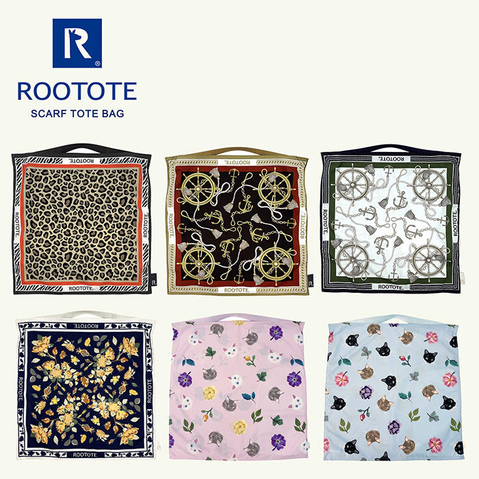 スカーフトート ROOTOTE  折りたたみ トートバッグ おしゃれ 大人っぽい レディース 総柄 ルートート TABLO タブロー 大容量 たくさん入る A4サイズ対応 エコバッグ お買い物バッグ スクエア 正方形 きれいめ 上品 軽い 軽量 プレゼント プチギフト ギフト