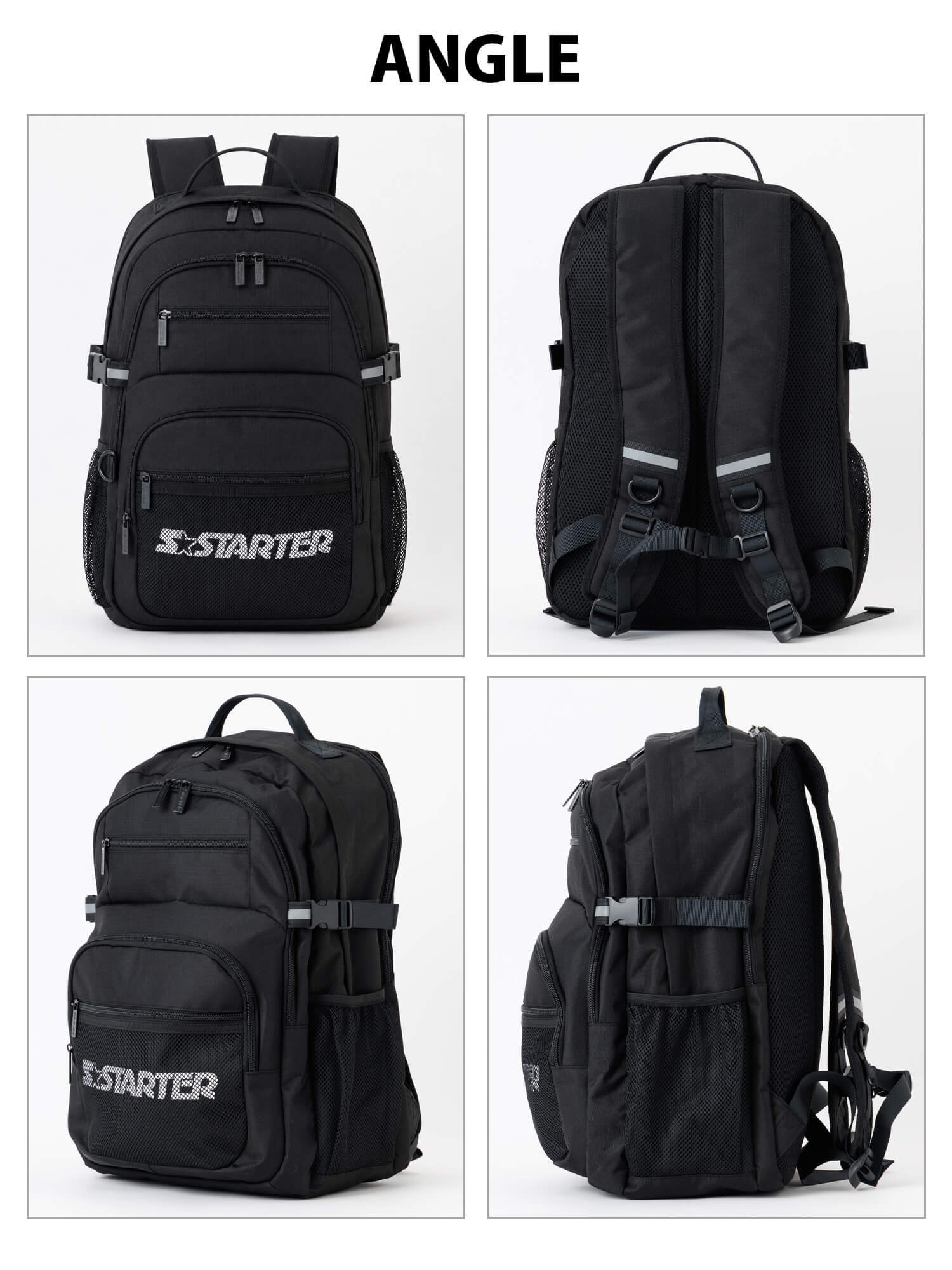 STARTER スターター リュック 大容量 25L 軽量 3層式 PC収納 a4 メンズ レディース 学生 高校生 通勤 通学 新生活 入学準備 ブランド ロゴ スクールリュック スポーツリュック アウトドア 旅行 黒 2026fw karlas