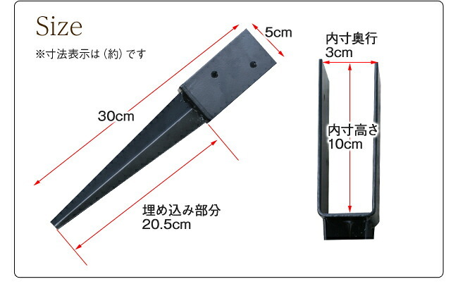 ガーデン エクステリア 木製アーチ用埋め込み金具 UB5030 新生活