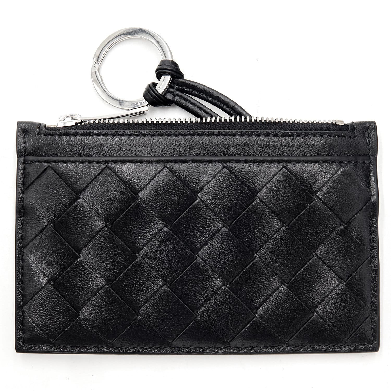 ボッテガヴェネタ BOTTEGA VENETA コインケース 小銭入れ キーケース キーリング付き イントレチャート メンズ レディース ブラック 黒 ラムレザー 本革 ファスナー 608784 V48C3 8803 ミニ財布