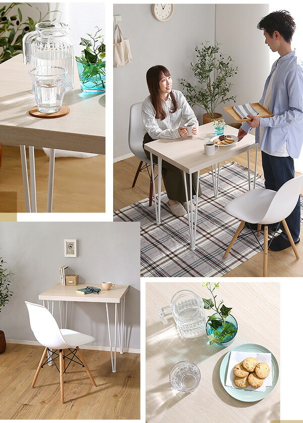 1人用テーブル 一人用テーブル カフェテーブル 幅75cm 奥行56cm 高さ73cm ホワイトオーク柄 ダイニングテーブル コーヒーテーブル 作業テーブル 2人用 一人暮らし おしゃれ